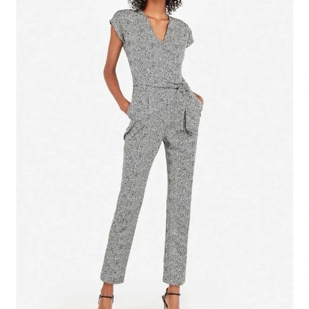 Express V-neck Tie Waist Jumpsuit Small